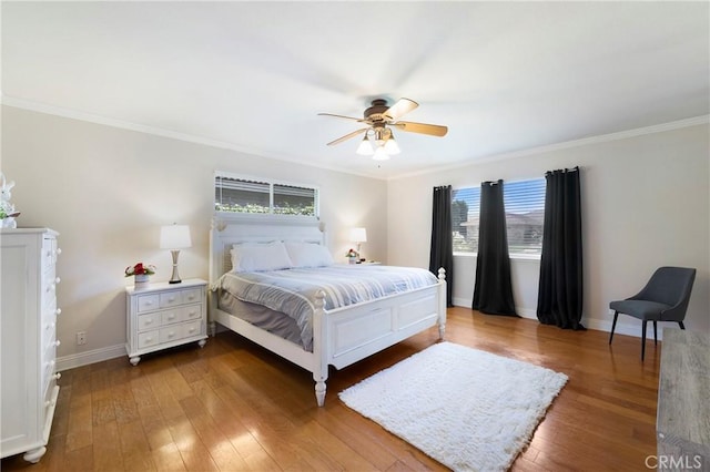 21848 Ute Way, Lake Forest, CA 92630 - bedroom featuring wood-type flooring, crown molding, baseboards, and a ceiling fan