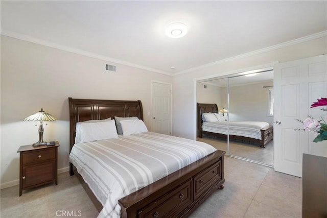 21848 Ute Way, Lake Forest, CA 92630 - bedroom with a closet, crown molding, baseboards, and light tile patterned flooring