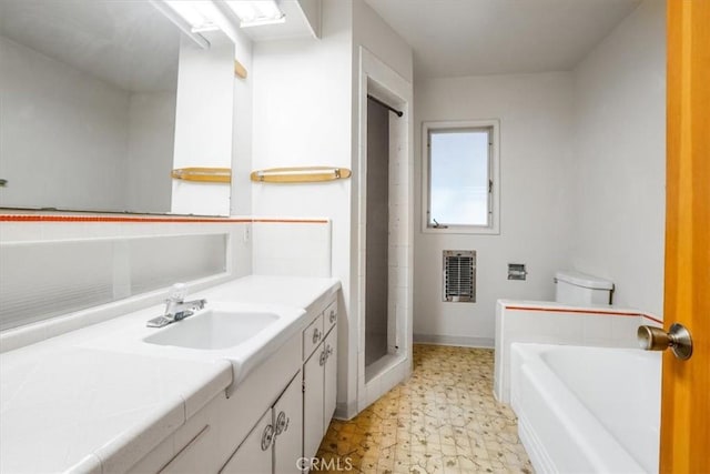 13411 Wingo St, Arleta, CA 91331 - bathroom with vanity, a tub, a shower, and baseboards
