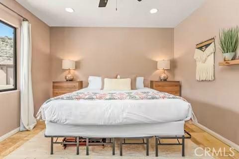 62398 Cope Ln, Joshua Tree, CA 92252 - bedroom featuring baseboards, recessed lighting, and wood finished floors