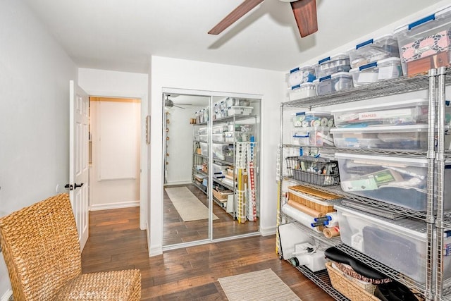 22206 Claibourne Ln, Saugus, CA 91350 - storage area featuring ceiling fan