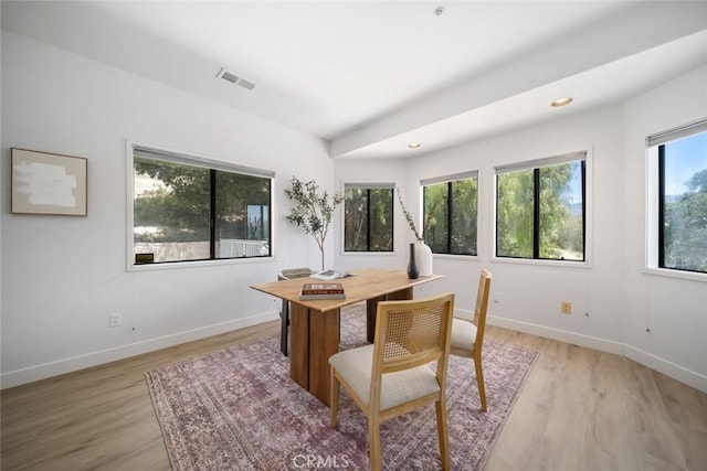 667 Hill St, San Luis Obispo, CA 93405 - home office with light wood-style flooring, baseboards, and recessed lighting