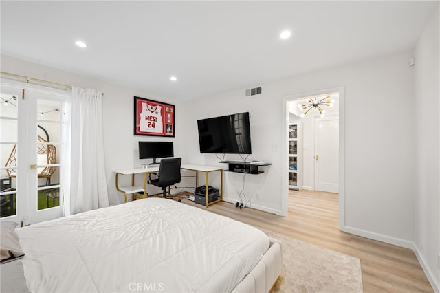 906 N Doheny Dr Unit 318, West Hollywood, CA 90069 - bedroom featuring light wood-type flooring, recessed lighting, baseboards, and a desk