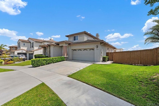 4729 Crater Rim Rd, Carlsbad, CA 92010 - view of front facade featuring stucco siding, driveway, a chimney, and a garage