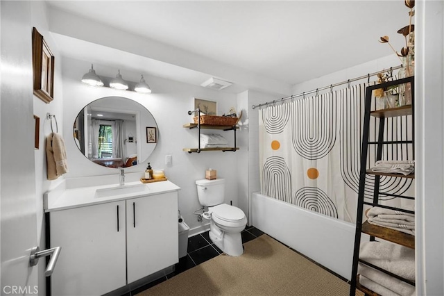 4215 Glencoe Ave Unit 103, Marina Del Rey, CA 90292 - bathroom with toilet, vanity, shower / tub combo, and tile patterned flooring