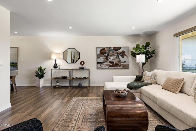 2365 Henrietta Ave, La Crescenta, CA 91214 - living area featuring dark wood finished floors, recessed lighting, and baseboards