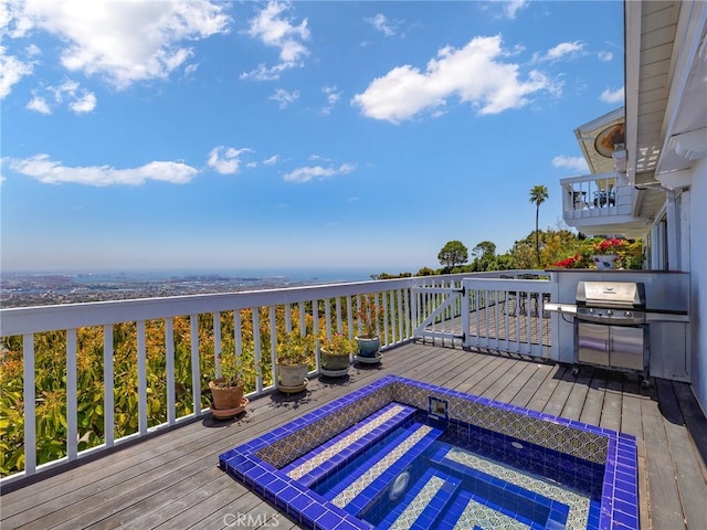 30040 Grandpoint Ln, Rancho Palos Verdes, CA 90275 - wooden deck featuring an outdoor hot tub and a grill