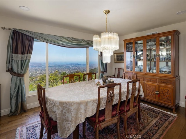 30040 Grandpoint Ln, Rancho Palos Verdes, CA 90275 - dining space with a chandelier, hardwood / wood-style floors, and baseboards