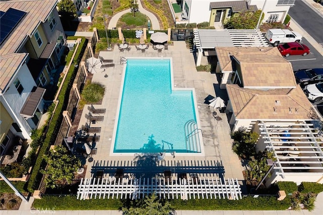 2333 S Via Esplanade Unit 25, Ontario, CA 91762 - bird's eye view of a pool