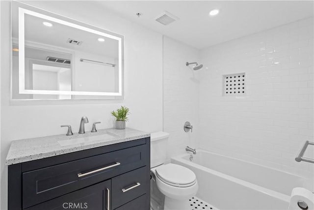 4511 Murietta Ave Unit 8, Sherman Oaks, CA 91423 - full bathroom with vanity, toilet, bathing tub / shower combination, and recessed lighting