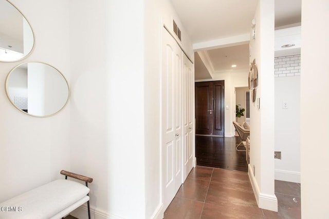 130 S Mentor Ave Unit 205, Pasadena, CA 91106 - hall featuring dark tile patterned flooring, baseboards, and recessed lighting
