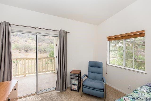 5805 Oak Bend Ln Unit 407, Oak Park, CA 91377 - bedroom featuring access to exterior, light colored carpet, and baseboards