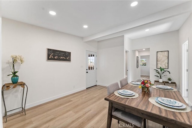 17924 E Kelby St, Covina, CA 91722 - dining room featuring recessed lighting, light wood-type flooring, and baseboards
