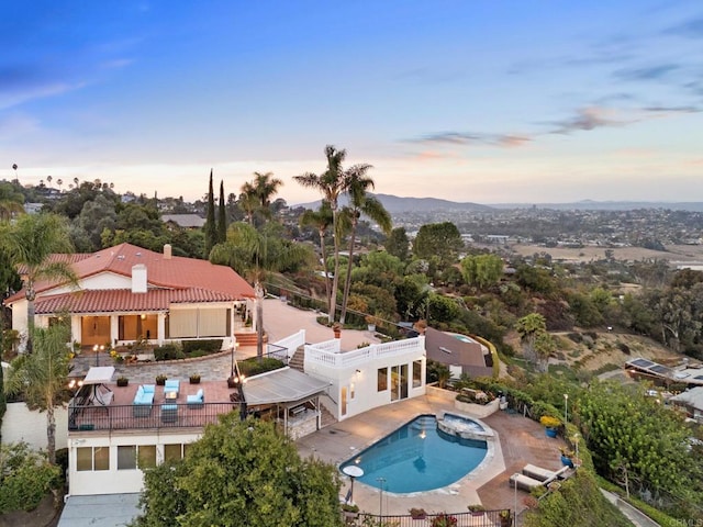10310 Fuerte Dr, La Mesa, CA 91941 - aerial view at dusk of view of pool