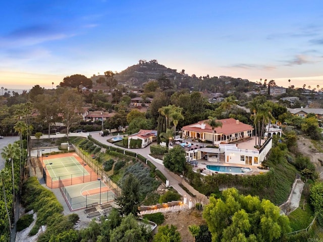 10310 Fuerte Dr, La Mesa, CA 91941 - aerial view at dusk of view of pool area