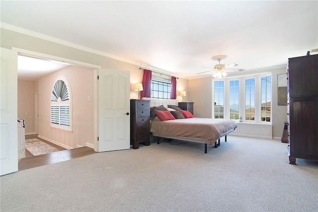 2934 Remy, Burbank, CA 91504 - carpeted bedroom with ornamental molding, baseboards, and a ceiling fan