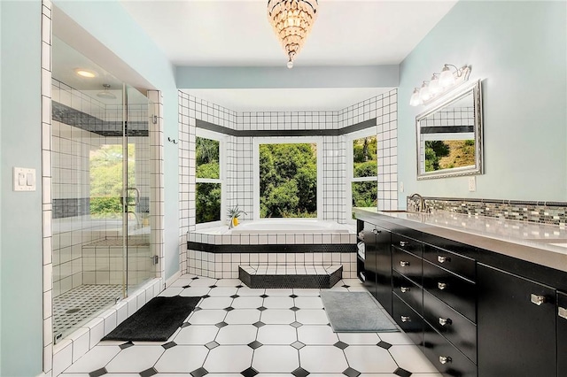 2934 Remy, Burbank, CA 91504 - full bath featuring a bath, a shower stall, double vanity, and tile patterned floors