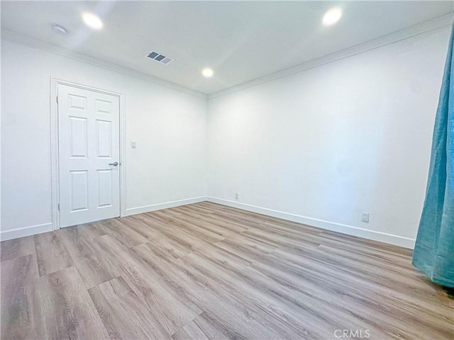6275 Archibald Ave, Rancho Cucamonga, CA 91737 - spare room featuring ornamental molding, light wood-type flooring, baseboards, and recessed lighting