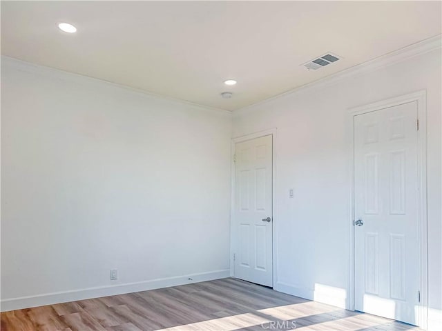 6275 Archibald Ave, Rancho Cucamonga, CA 91737 - unfurnished bedroom featuring light wood-type flooring, recessed lighting, ornamental molding, and baseboards