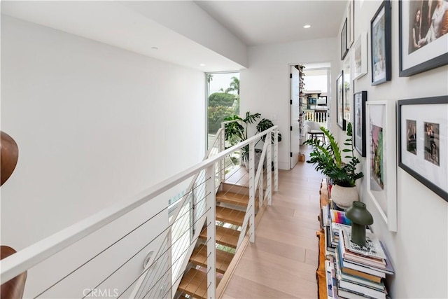 68 E F St, Encinitas, CA 92024 - corridor with recessed lighting and light wood finished floors