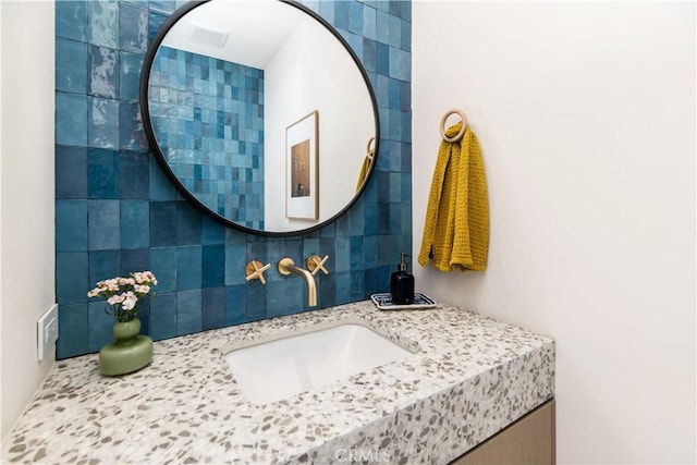 68 E F St, Encinitas, CA 92024 - bathroom with tasteful backsplash and vanity