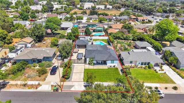 254 Piedmont Ave, Claremont, CA 91711 - aerial perspective of suburban area with property parcel outlined