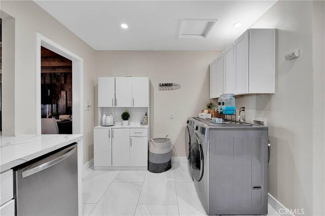 254 Piedmont Ave, Claremont, CA 91711 - laundry area with washer and clothes dryer, attic access, baseboards, and recessed lighting