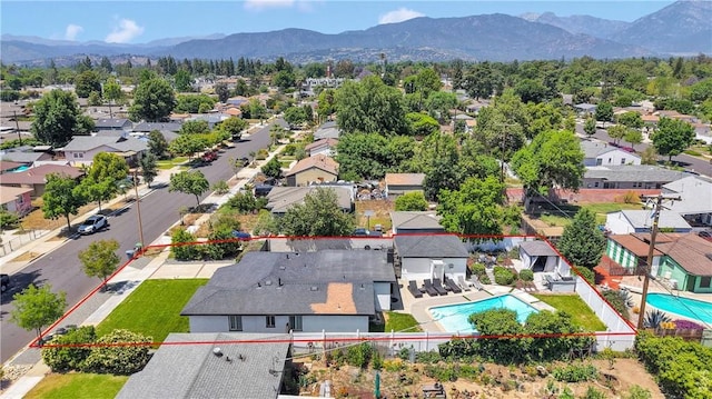 254 Piedmont Ave, Claremont, CA 91711 - aerial view of residential area featuring property boundaries highlighted, a pool area, and mountains
