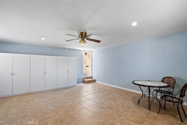 16432 Mcrae Ave, Norwalk, CA 90650 - bedroom featuring light tile patterned floors, recessed lighting, baseboards, and ceiling fan