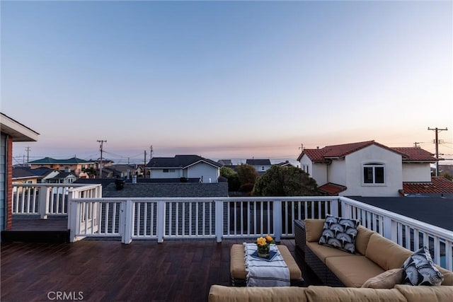 41 19th St, Cayucos, CA 93430 - wooden terrace featuring an outdoor living space and a residential view