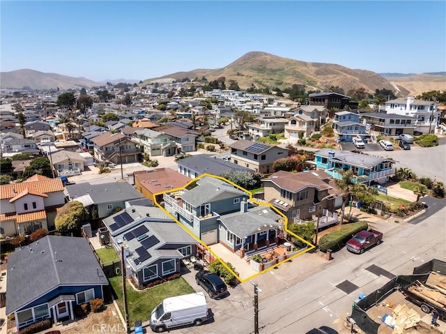 41 19th St, Cayucos, CA 93430 - aerial perspective of suburban area featuring mountains and property boundaries highlighted