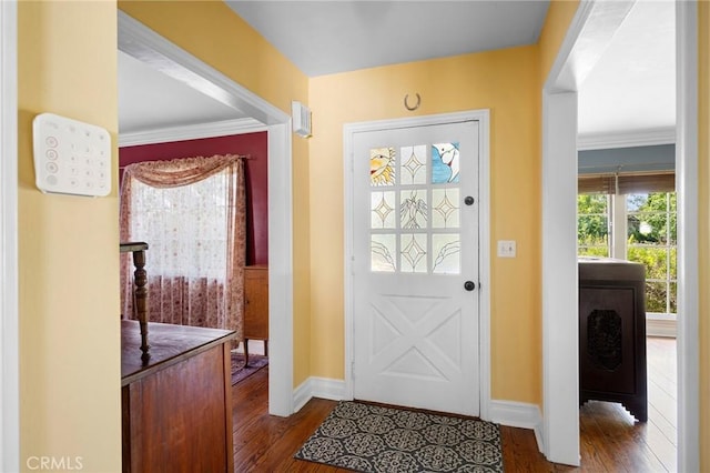 13617 Bassett St, Valley Glen, CA 91405 - foyer featuring wood finished floors and crown molding