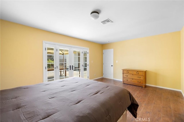 13617 Bassett St, Valley Glen, CA 91405 - bedroom with french doors, access to exterior, and wood finished floors