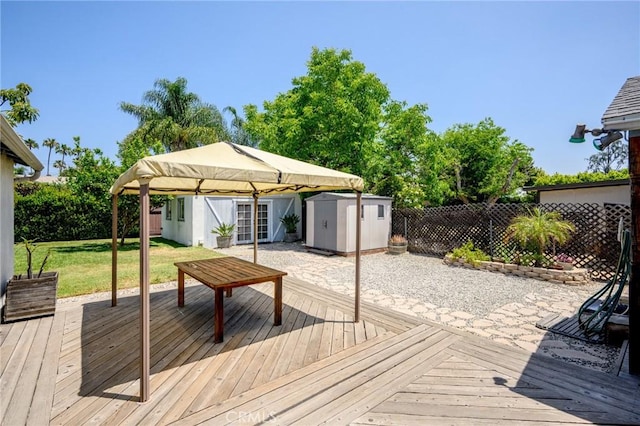 13617 Bassett St, Valley Glen, CA 91405 - deck with a fenced backyard and a storage unit