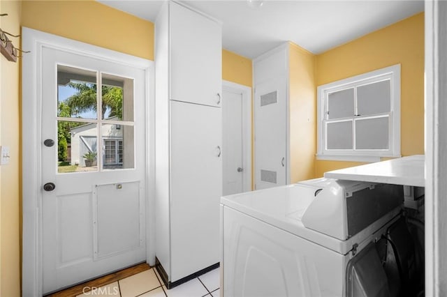 13617 Bassett St, Valley Glen, CA 91405 - washroom featuring washing machine and dryer, light tile patterned flooring, and a heating unit