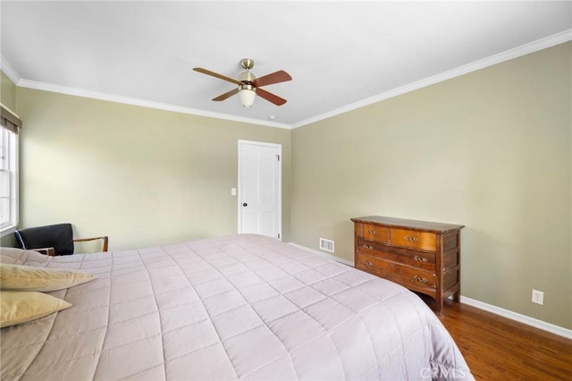 13617 Bassett St, Valley Glen, CA 91405 - bedroom featuring wood finished floors, crown molding, and ceiling fan