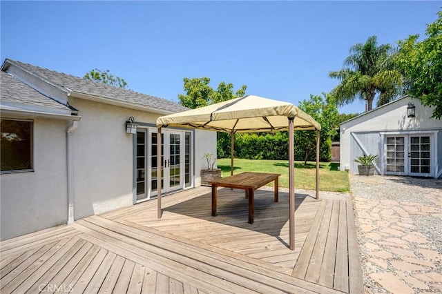 13617 Bassett St, Valley Glen, CA 91405 - deck featuring french doors and a yard