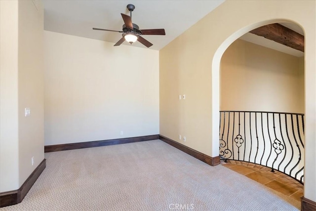 1470 Via Chaparral, Fallbrook, CA 92028 - carpeted spare room featuring a ceiling fan, arched walkways, and baseboards