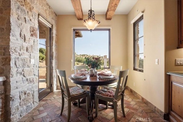 1470 Via Chaparral, Fallbrook, CA 92028 - dining room with beamed ceiling and baseboards