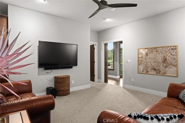 3386 Canyon Oaks Ter, Chico, CA 95928 - carpeted living room with a ceiling fan and baseboards