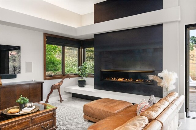 3386 Canyon Oaks Ter, Chico, CA 95928 - living room with healthy amount of natural light, baseboards, and a glass covered fireplace