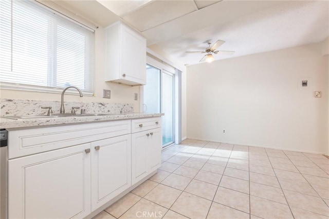 8804 Valley View St Unit C, Buena Park, CA 90620 - kitchen featuring ceiling fan, healthy amount of natural light, a sink, and white cabinets