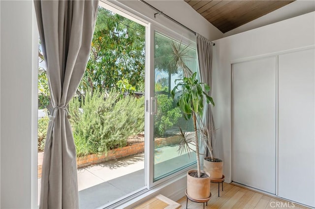 8521 Ranchito Ave, Panorama City, CA 91402 - entryway featuring wood ceiling and wood finished floors
