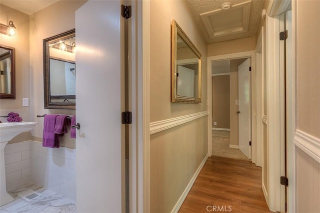 6125 Desabla Ln, Magalia, CA 95954 - hallway with attic access and wood finished floors