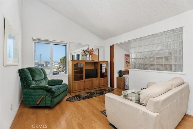 17152 Pacific Coast Unit 19, Huntington Beach, CA 92649 - living room featuring wood finished floors, baseboards, and high vaulted ceiling