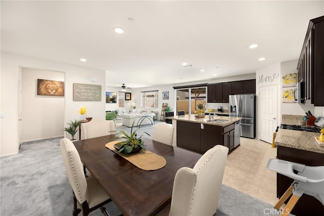 4337 Rima Dr, Fontana, CA 92336 - dining room featuring recessed lighting and ceiling fan