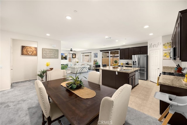 4337 Rima Dr, Fontana, CA 92336 - dining area with recessed lighting and ceiling fan
