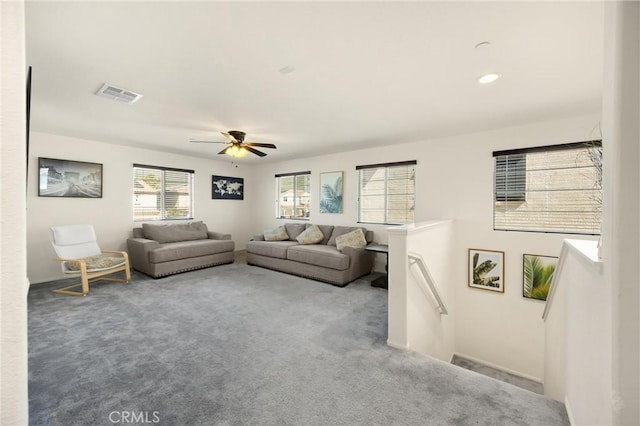 4337 Rima Dr, Fontana, CA 92336 - living room with carpet and ceiling fan