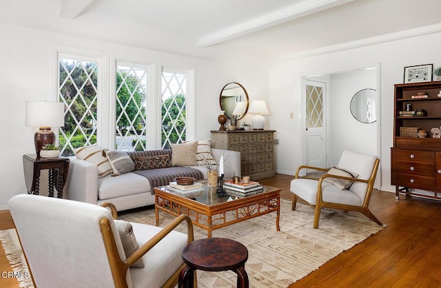 1875 Rose Ave, San Marino, CA 91108 - living area with wood finished floors and beamed ceiling