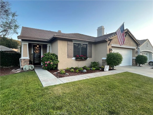 27665 Bottle Brush Way, Murrieta, CA 92562 - view of front of house featuring driveway, a garage, a front lawn, and stucco siding